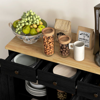 Sideboard Buffet Cabinet with Storage Cabinets and Drawers Black