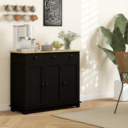 Sideboard Buffet Cabinet with Storage Cabinets and Drawers Black
