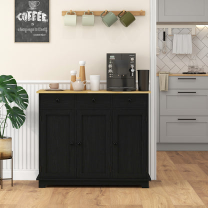 Sideboard Buffet Cabinet with Storage Cabinets and Drawers Black
