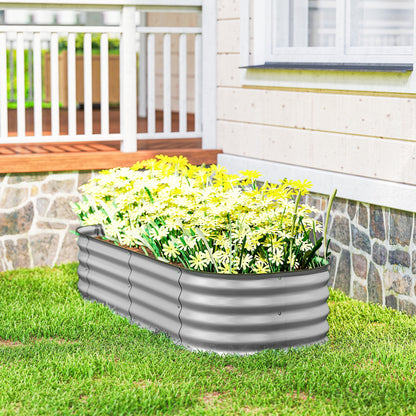Galvanised Raised Garden Bed Planter Box with Safety Edging Silver