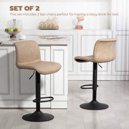 Barstools Set of 2, Adjustable Dining Stool with Footrest and Backrest