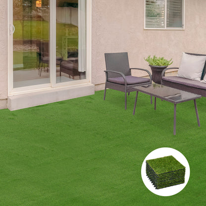 10-Piece Artificial Grass Set, Weatherproof Turf Tiles, Outdoor Carpet