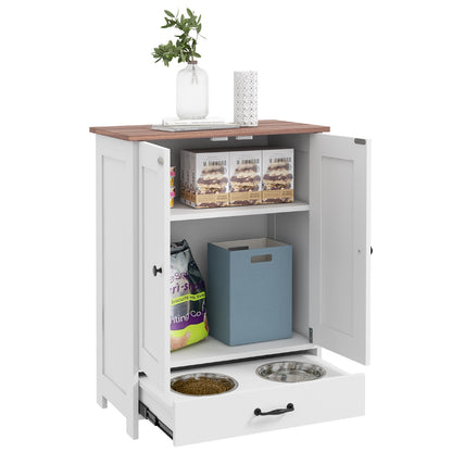 Dog Feeding Station with Storage, Pet Feeding Station with Dog Bowls