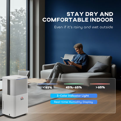 10L/Day Portable Quiet Dehumidifier for Home, Electric Air De-Humidifier