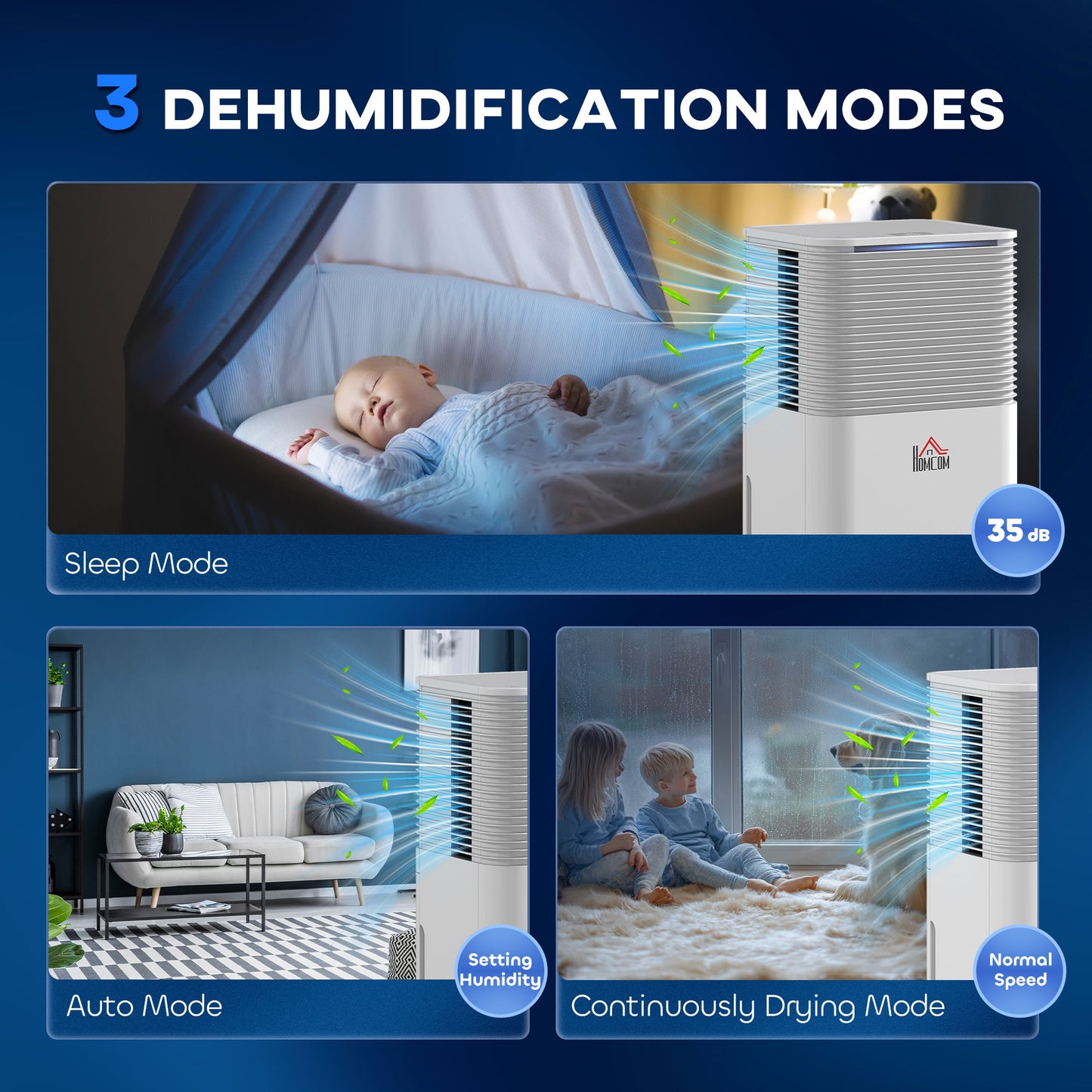10L/Day Portable Quiet Dehumidifier for Home, Electric Air De-Humidifier