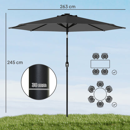 2.6 m Garden Parasol Umbrella with Light, Outdoor Patio Umbrella