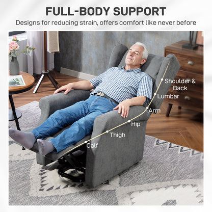 Power Lift Chair, Fabric Recliner Armchair w/ Remote Charcoal Grey