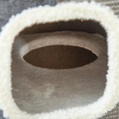 Cat Barrel Scratching Post Tree, Plush Fleece Indoor Cat Tower, Grey