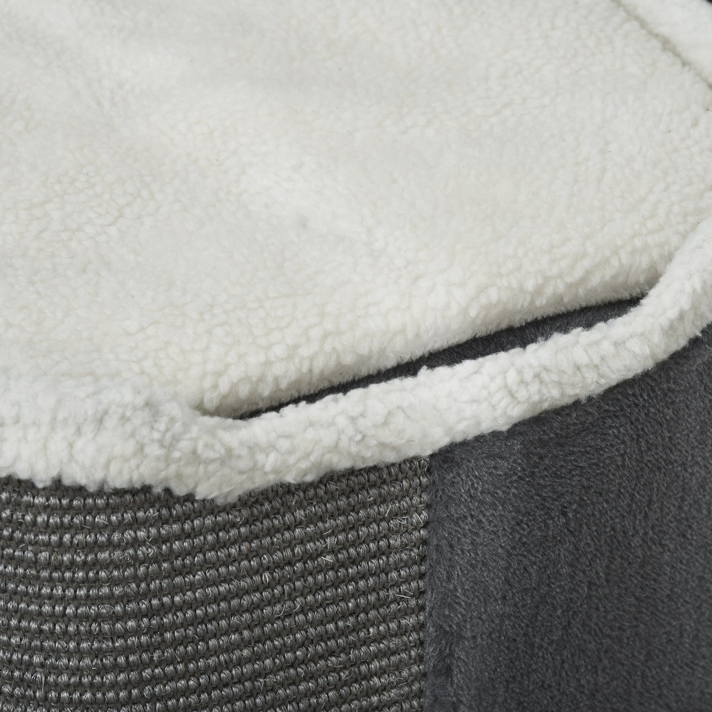 Cat Barrel Scratching Post Tree, Plush Fleece Indoor Cat Tower, Grey