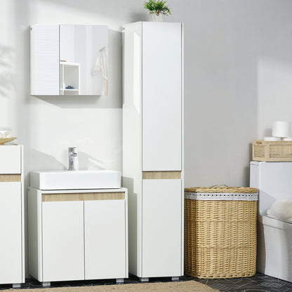 5-Tier Modern Tall Bathroom Cabinet with Adjustable Shelves White