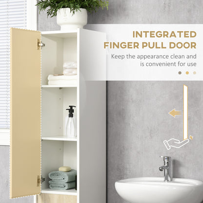 5-Tier Modern Tall Bathroom Cabinet with Adjustable Shelves White