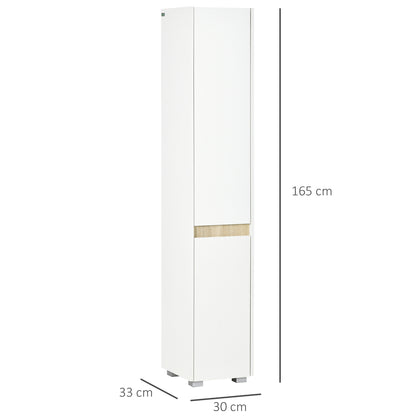 5-Tier Modern Tall Bathroom Cabinet with Adjustable Shelves White