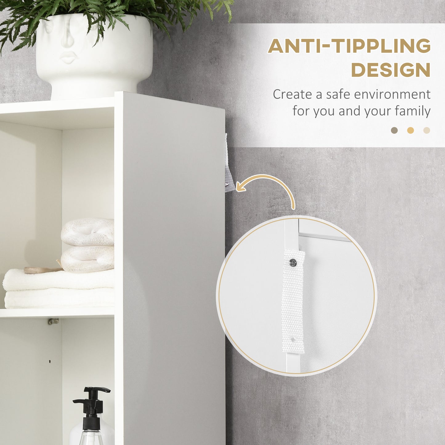 5-Tier Modern Tall Bathroom Cabinet with Adjustable Shelves White