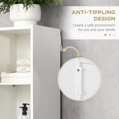 5-Tier Modern Tall Bathroom Cabinet with Adjustable Shelves White