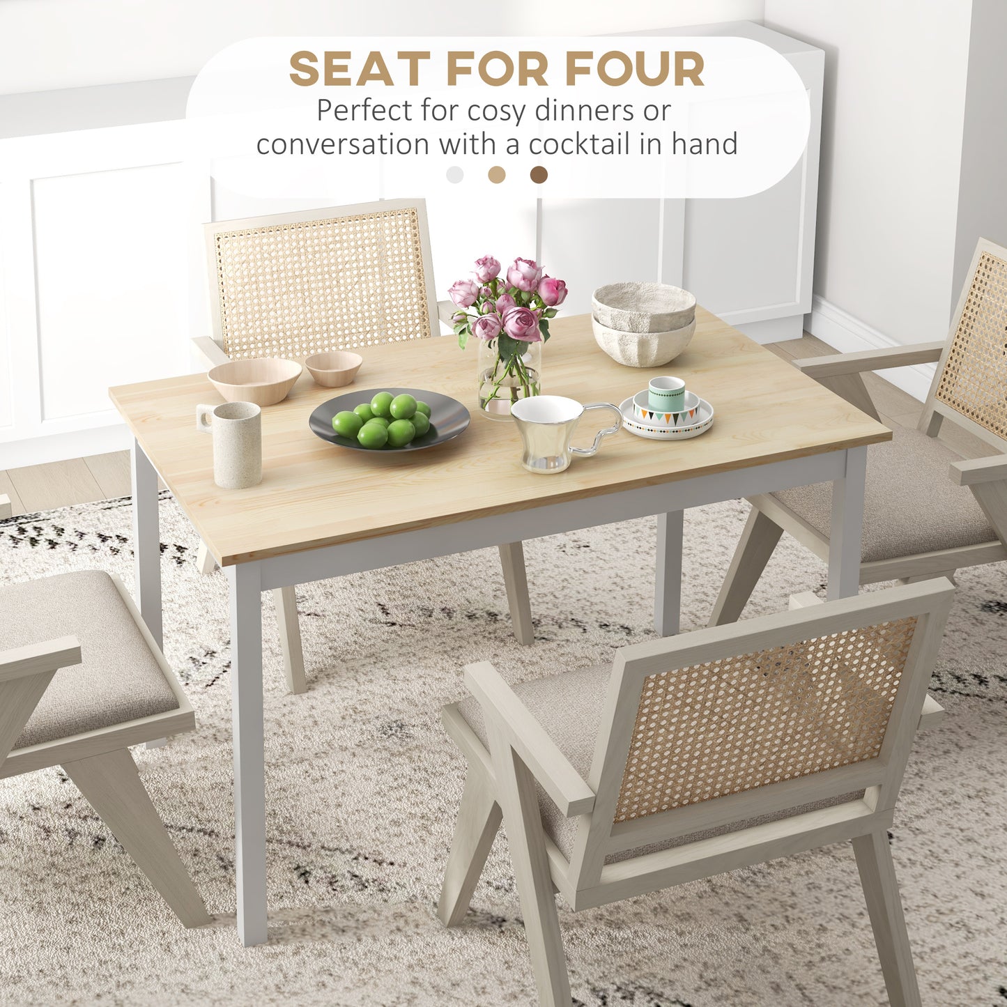 Dining Table Farmhouse Kitchen Table w/ Wood Frame for Dining Room