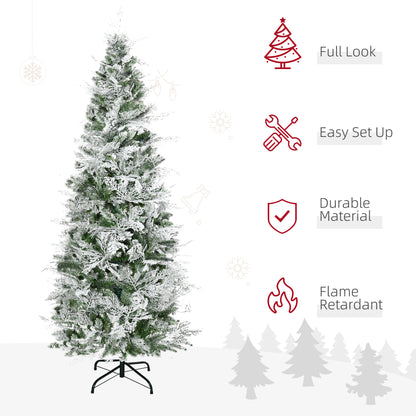 6 Foot Snow Flocked Artificial Christmas Tree Holiday with Pencil Shape