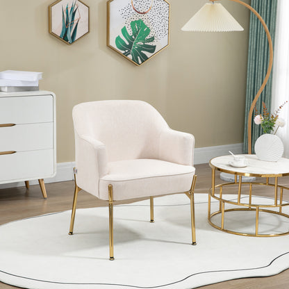 Fabric Armchair Accent Chair w/ Metal Legs for Living Room Bedroom Cream