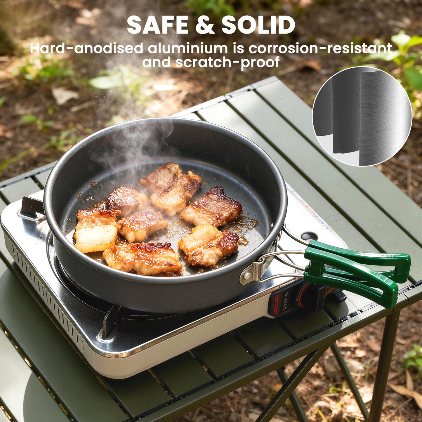 Camping Cookware Set for 4-5 People, Aluminium Camping Cook, Grey