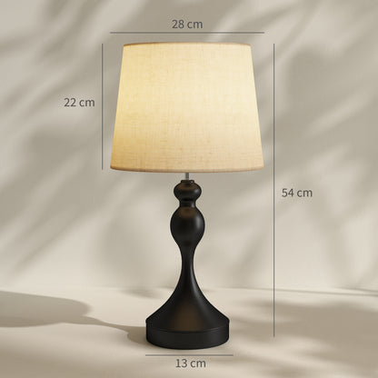 Table Lamps Set of 2, Modern Bedside Lamps with USB Ports, Black