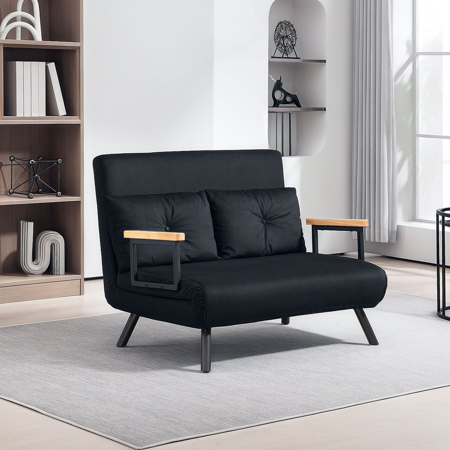 Click Clack 2 Seater Sofa Bed for Living Room, Guest Room, Black