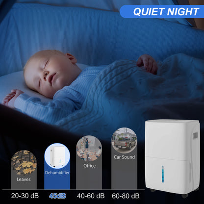 30L/Day Dehumidifier for Home, with Auto-Clean Filter, 24H Timer