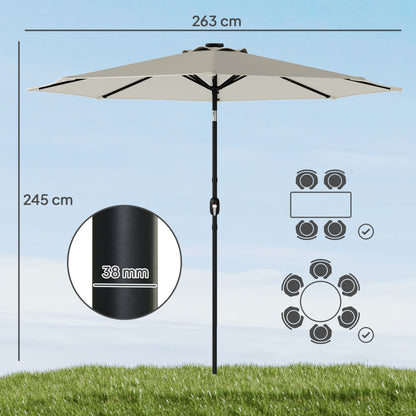 2.6 m Garden Parasol Umbrella with Light, Outdoor Patio Umbrella