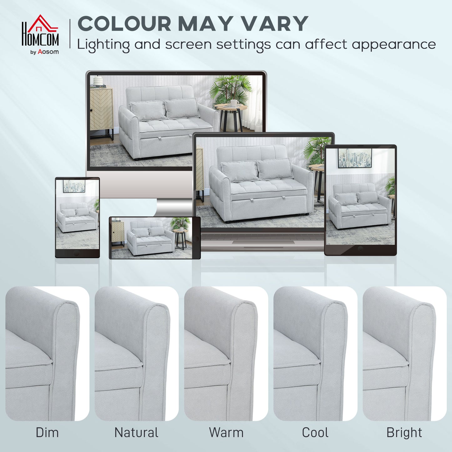 2 Seater Sofa Bed, 3-in-1 Sleeper Sofa with Adjustable Backrest
