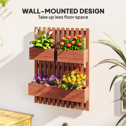 Wooden Garden Planters with Trellis Wall-mounted Raised Garden Bed