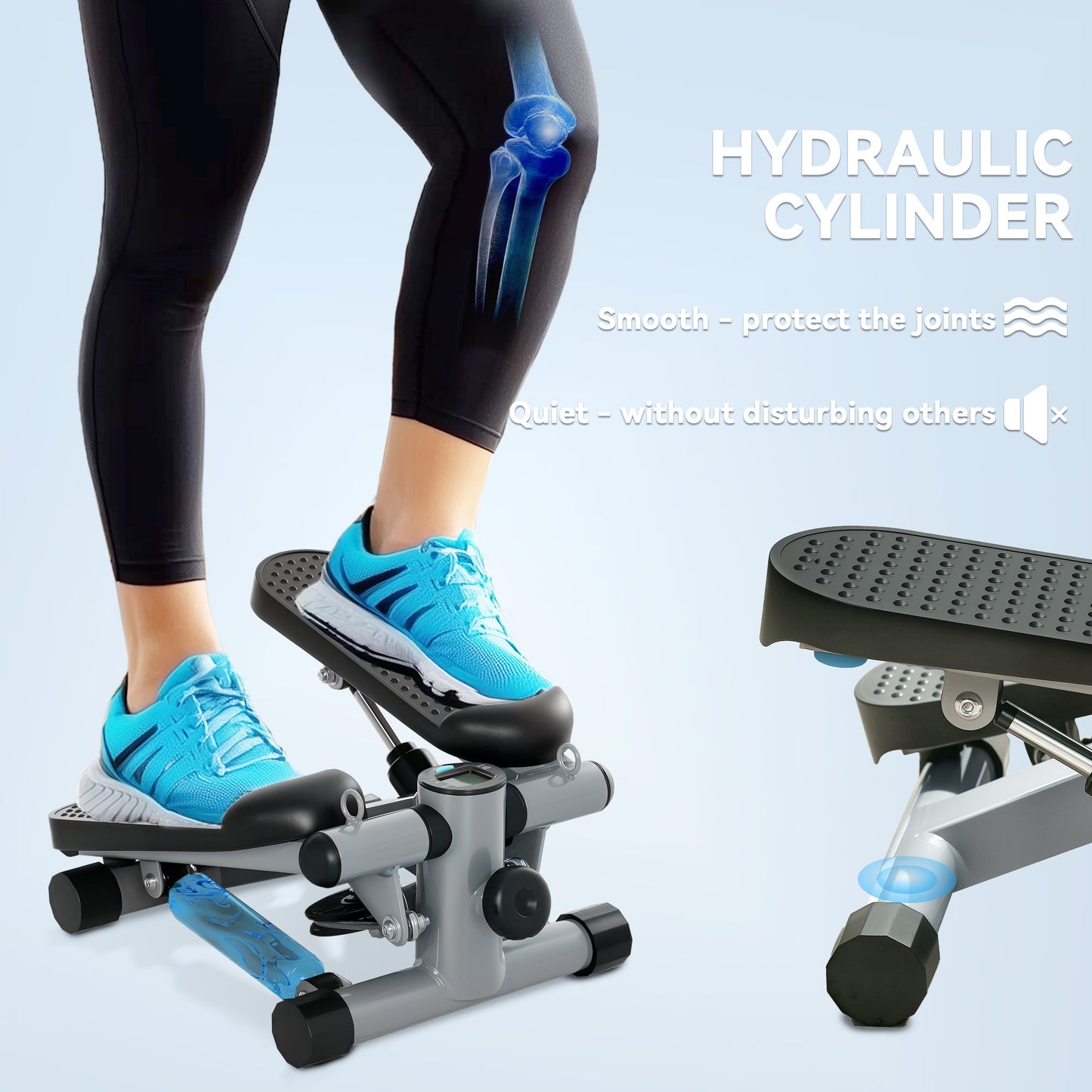 Mini Stepper, Compact Step Machine Exerciser with Resistance Bands