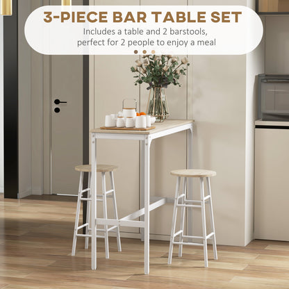 3 Piece Bar Set, Industrial Kitchen and Chair Set Oak