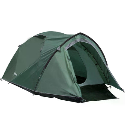 Camping Dome Tent 2 Room for 3-4 Person with Weatherproof Vestibule Backpacking Tent Large Windows Lightweight for Fishing & Hiking Green