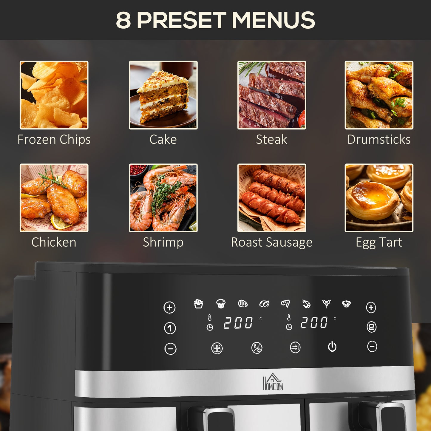 Dual Zone Air Fryer 8.5L Double Air Fryer with SYNCFinish 2700W