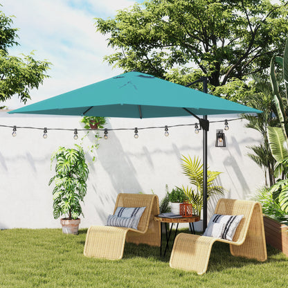 Square Cantilever Roma Parasol 360 Degree Rotation Hand Crank, Blue