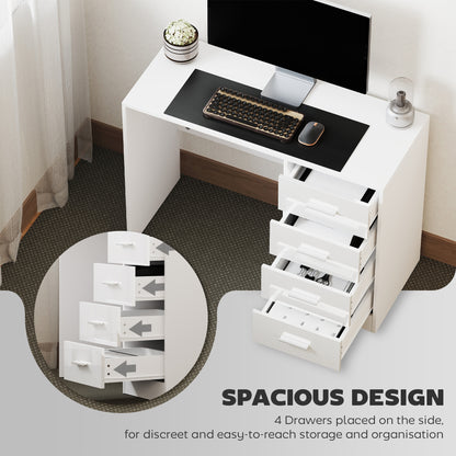 Computer Writing Desk with 4 Drawers, High Gloss Home Office Workstation