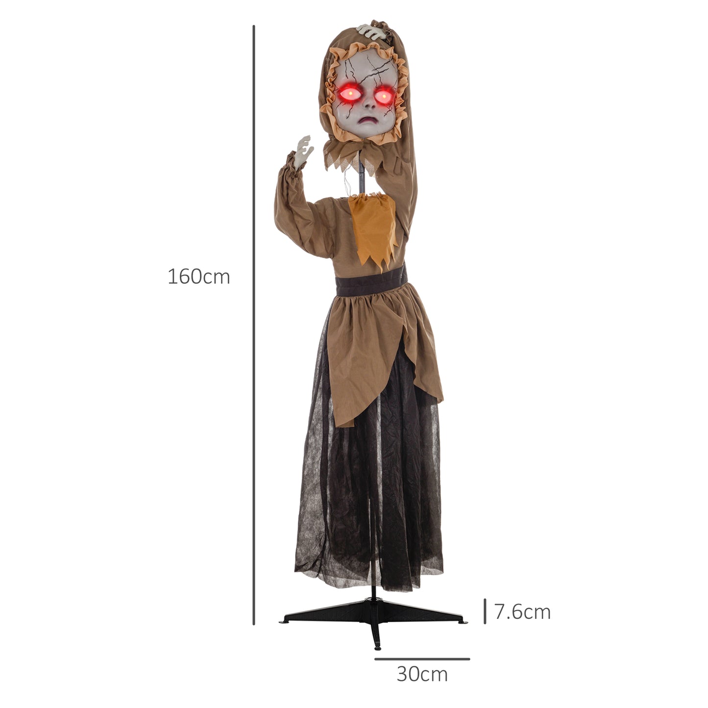 Halloween Doll Animatronic Prop with Light Up Eyes for Party