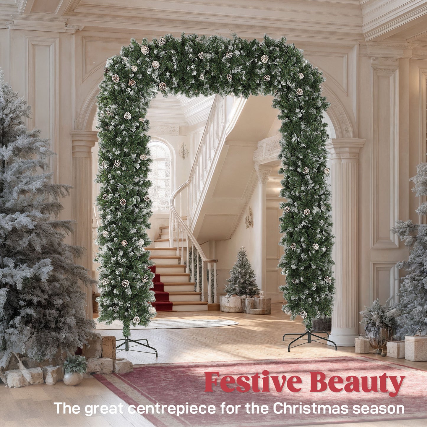 8.2 ft Snow Frosted Christmas Tree Arch, Doorway Decor with 1800 Tips