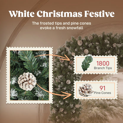 8.2 ft Snow Frosted Christmas Tree Arch, Doorway Decor with 1800 Tips