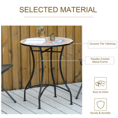 60cm Mosaic Round Bistro Table Outdoor Garden Side Table, Red