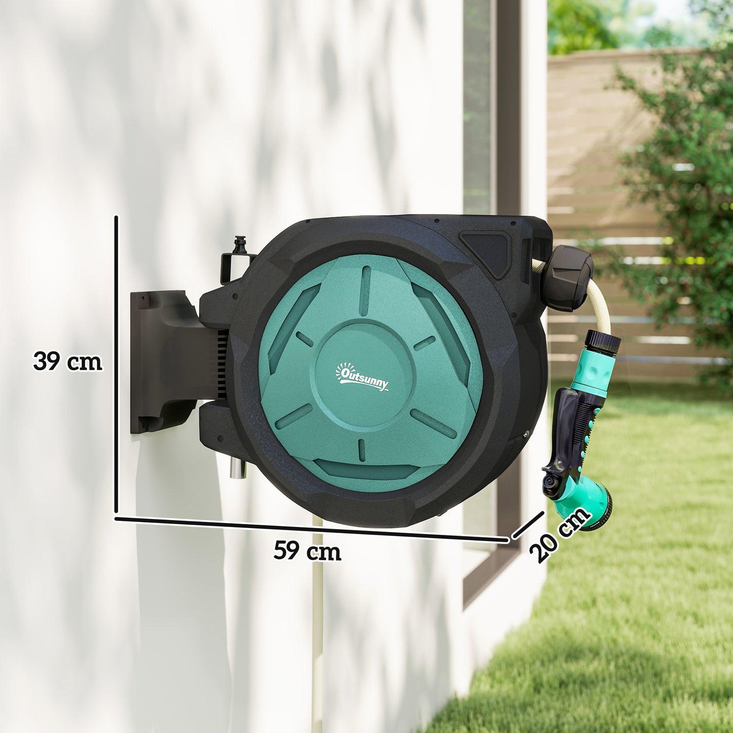 Retractable Hose Reel Wall Mounted with Lock, Black