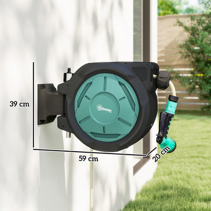Retractable Hose Reel Wall Mounted with Lock, Black