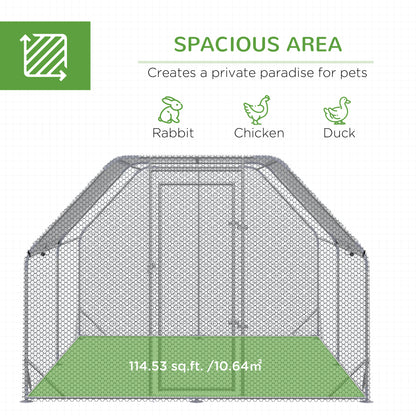 Chicken Run with Roof, Walk In Chicken Coop Run Cage for 10-12 Chickens, Hen House Duck Pen Outdoor, 380x280x195 cm