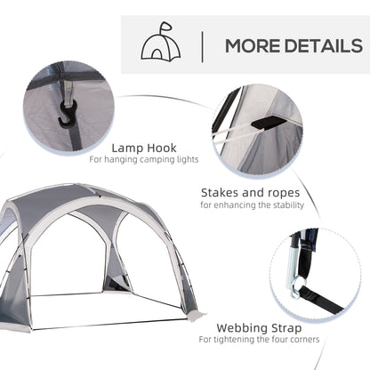 Dome Tent for 6-8 Person Camping Tent w/ Zipped Mesh Doors Lamp Hook