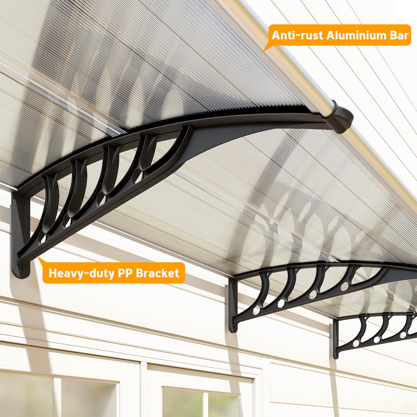 Door Canopy Outdoor Awning Rain Shelter for Window Porch, Clear