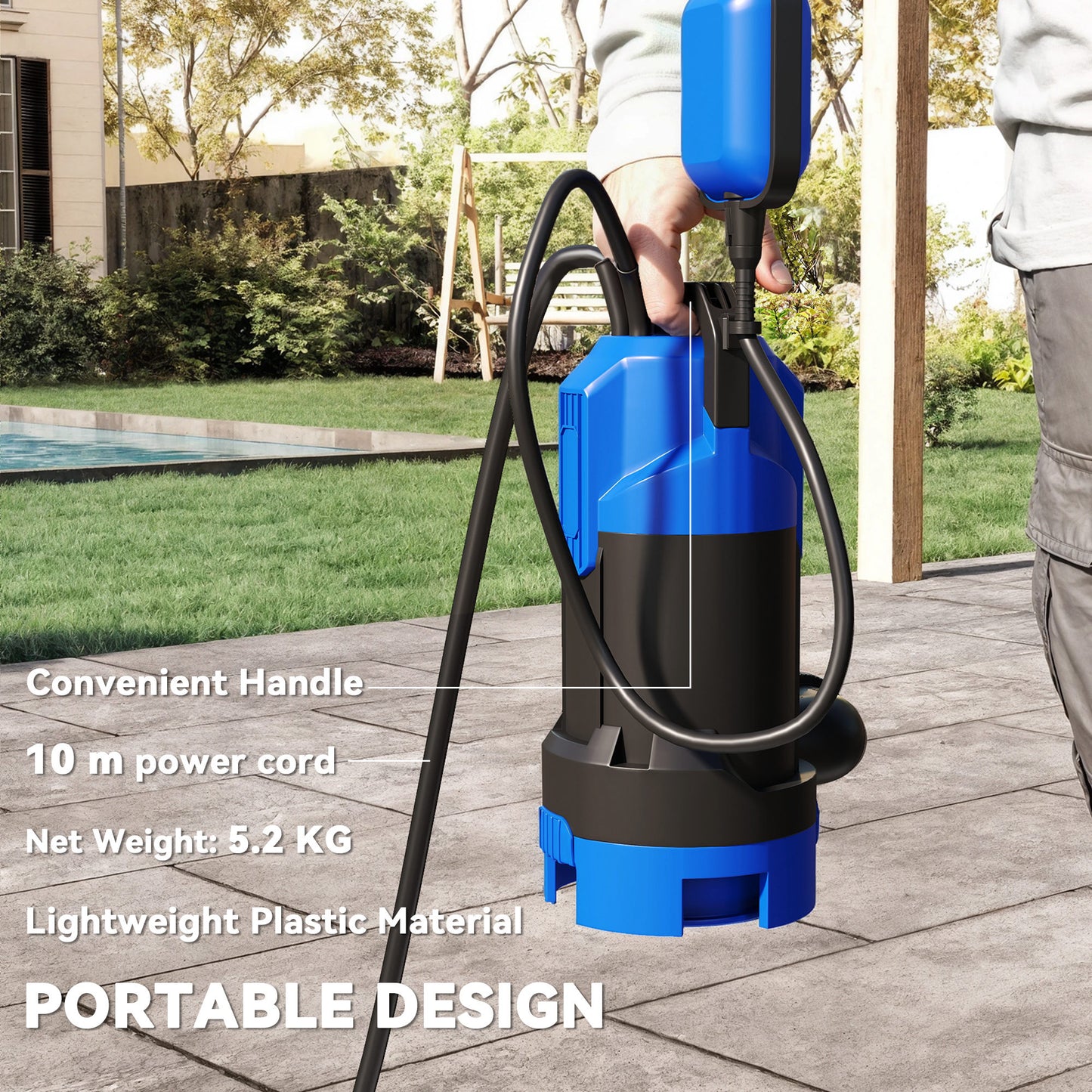 750W Water Pump with Float Switch, 20000L/H Electric Sump Pump