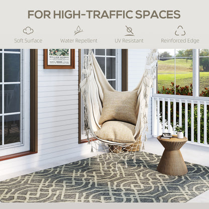 Easy-Cleaning Machine Washable Rug for Patio, Garden, Grey