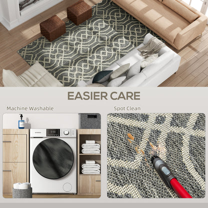 Easy-Cleaning Machine Washable Rug for Patio, Garden, Grey