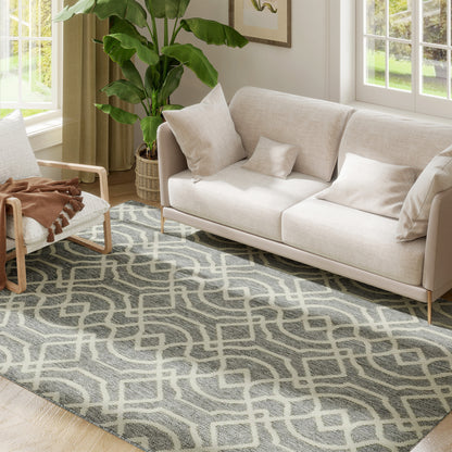 Easy-Cleaning Machine Washable Rug for Patio, Garden, Grey
