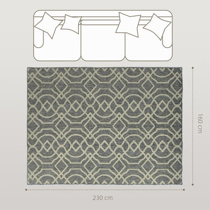 Easy-Cleaning Machine Washable Rug for Patio, Garden, Grey