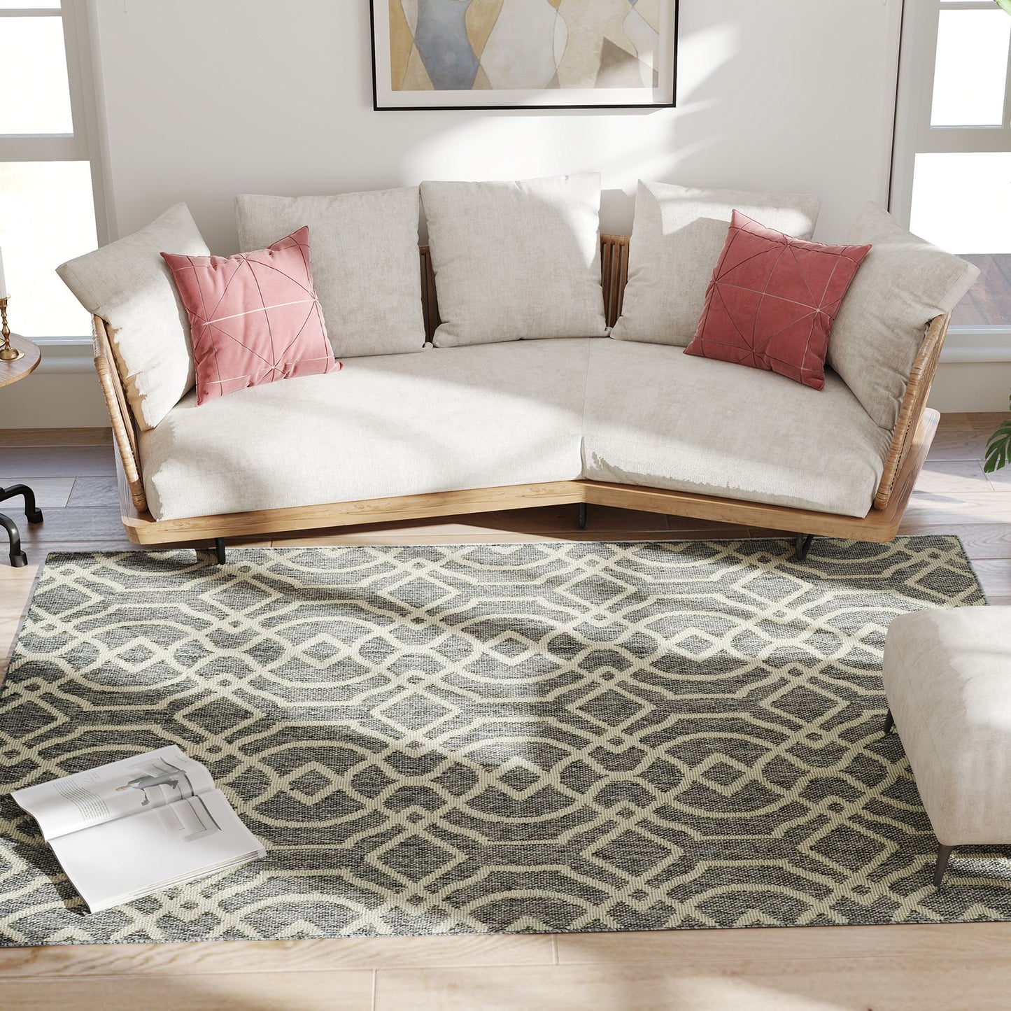 Easy-Cleaning Machine Washable Rug for Patio, Garden, Grey