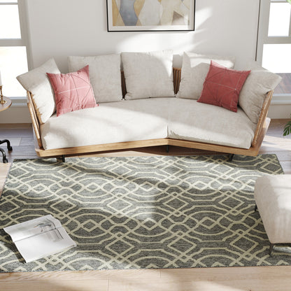 Easy-Cleaning Machine Washable Rug for Patio, Garden, Grey